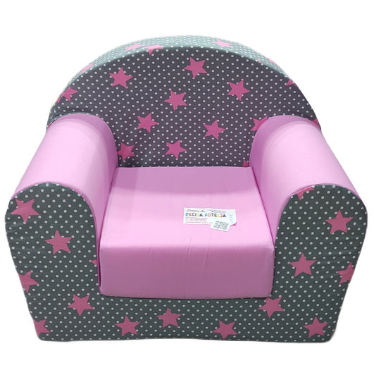 sivo roze foteljica za decu soft