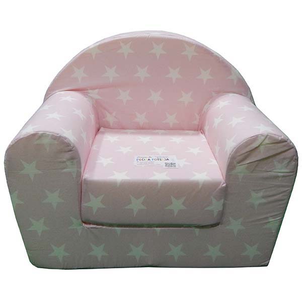 Fotelja za decu Soft roze sa belim zvezdama