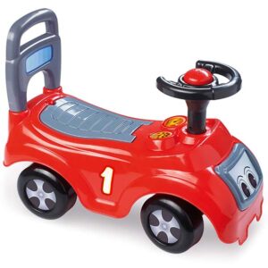 crvena guralica za decu sa crnim volanom