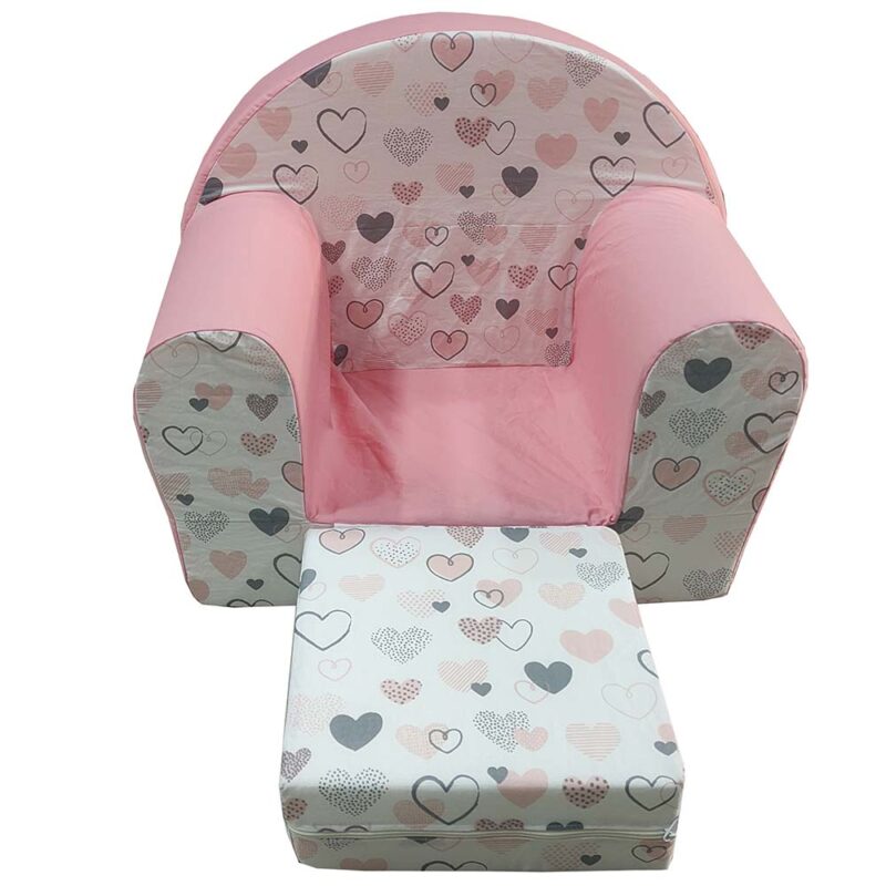 roze bela fotelja za decu soft