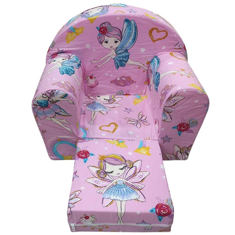 roze decija foteljica soft vila